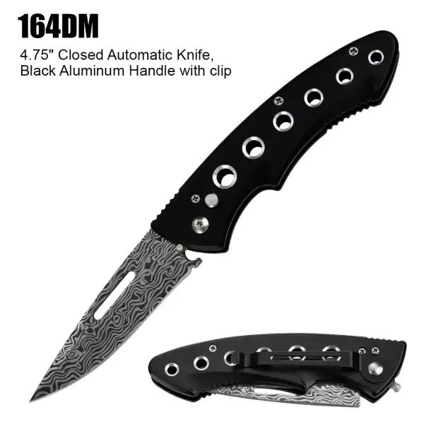 164DM - Automatic Opening Damascus Knife