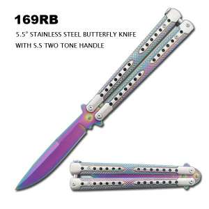 169RB - 5.5" Butterfly Knife Rainbow