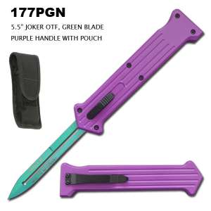 177PGN - 5.5" Joker OTF Green Blade Purple Handle