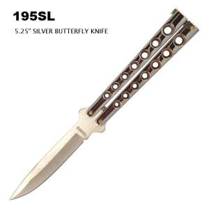 195SL - 8.75" Overall Butterfly Knife Silver