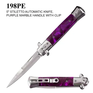 198PE - Purple Stiletto Style Switch Blade Knife