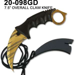20-098GD - 7.5″ Overall Karambit Neck Knife with Abs Sheath