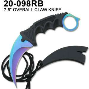 20-098RB - 7.5″ Overall Karambit Neck Knife with Abs Sheath