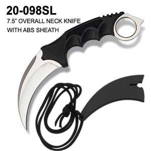 20-098SL - 7.5″ Overall Silver Blade Karambit Neck Knife with Abs Sheath