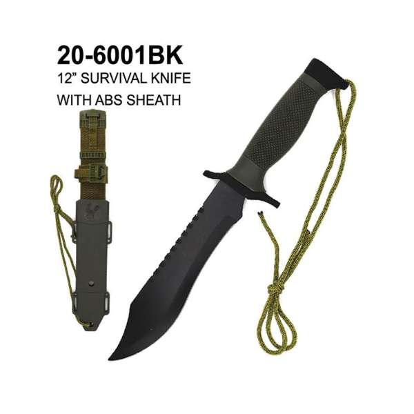 20-6001BK - 12" Fixed Blade Survival Knife