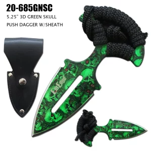 20-685GNSC - Green Skulls Push Dagger