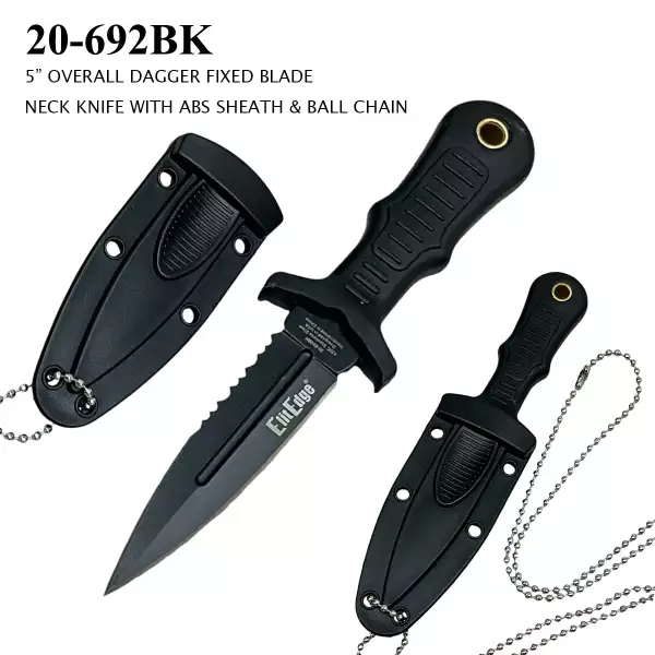 20-692BK - 5" Fixed Blade Neck Knife