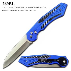 269BL - 5.25" Closed Automatic Knife with Safety Lock Blue
