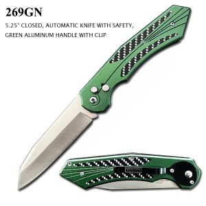 269GN - 5.25" Closed Automatic Knife with Safety Lock Green