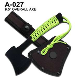 A-027 - 9.5" 4mm Hunting Axe Green Handle
