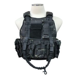 AL 003CM -  BLACK CAMO TACTICAL PLATE CARRIER VEST
