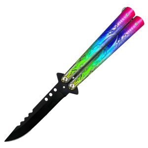 BF-206-C - Heavy Duty Butterfly Knife Rainbow Spider