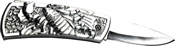 BK 07S - Silver Scorpion Belt Buckle Knife - Image 2