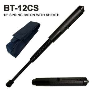 BT-12CS - 12" Spring Baton with Sheath Stainless Steel