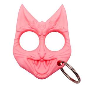 CLD-172-PK - Evil Cat Keychain Pink