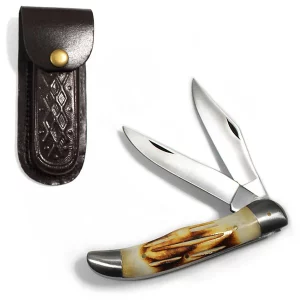 GR 988-BN - 5"  2 Blade Bone Handle Folding Knife