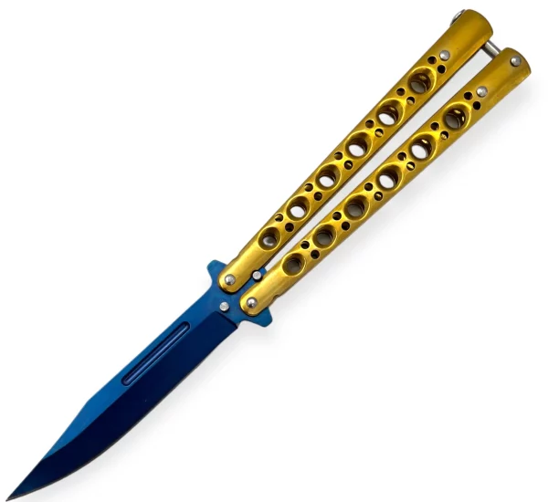 K-220-BL-GD - Blue and Gold Butterfly Knife