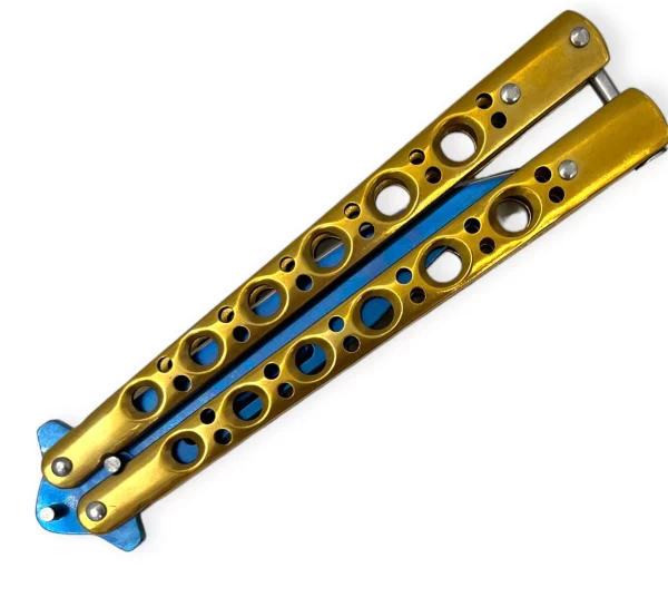 K-220-BL-GD - Blue and Gold Butterfly Knife - Image 2