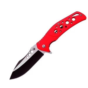 KN 1740-RD - 4.25" Red Shadow Metal Handle Assist-Open Folding Knife