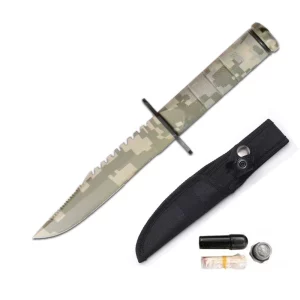 KN 1601-CM1 - 8.5" Digital Camo Survival Knife with Nylon Sheath