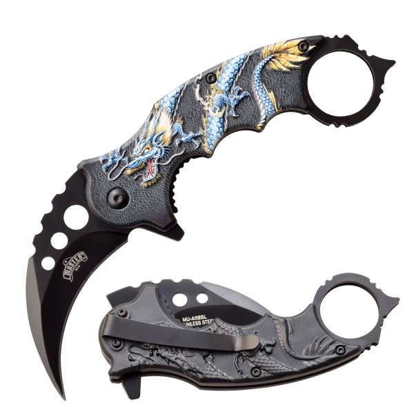 MU-A119BL - Master USA Hawkbill Spring Assisted Dragon Knife