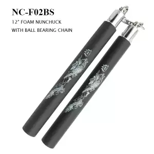 NC-F02BS - Black Foam Nunchucks with Dragon Symbol