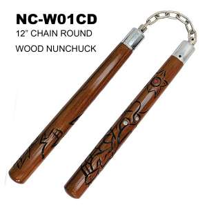 NC-W01CD - 12" Chain Connected Wooden Nunchuck