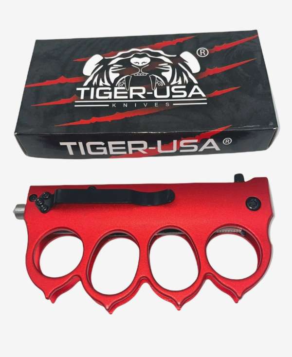 B-161-RD-1 - Spring Assisted Trench Knife Red - Image 2