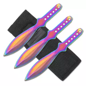 RC 001RB -  6" Rainbow Throwing Knife Set Of 3