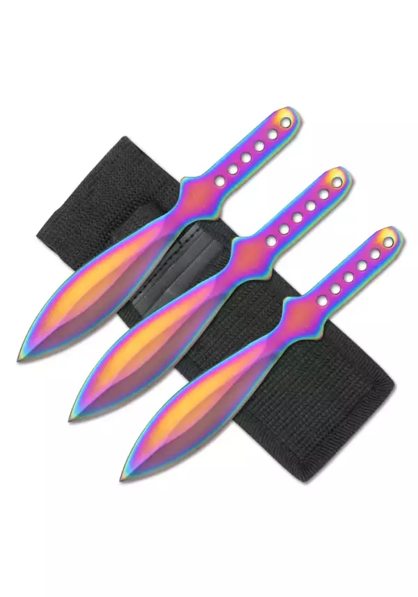 RC 001RB -  6" Rainbow Throwing Knife Set Of 3