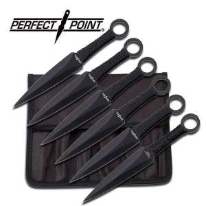 RC 086-6 - 6.5" Black Throwing Knife Set Of 6