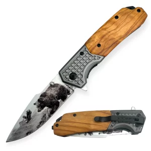 RD-018-2 - Red Deer® Spring Assist Grey/Wooded Handle Bear