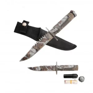 RT 9009-SC - 8.5"Tree Camo Survival Knife with Nylon Sheath