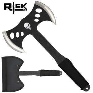 RT 3432-BK - 13.5" Rtek Black Double Blade Skull Axe