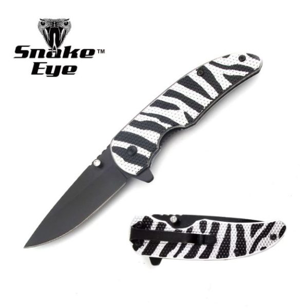 SE-2001-2 - Snake Eye Tactical Zebra Spring Assisted Knife
