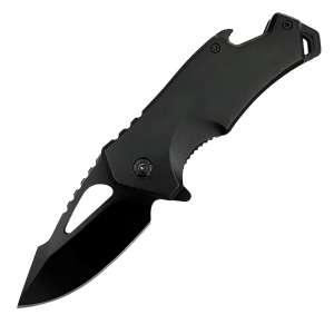 SJ-977-BK - Drop Point Black Folder with Bottle Opener