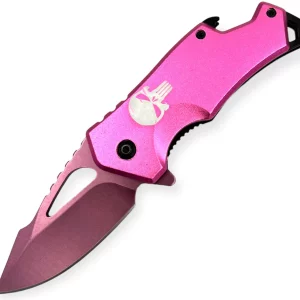 SJ-977-PK - Drop Point Pink Folder with Bottle Opener