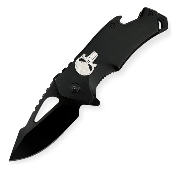 SJ-977-BK - Drop Point Black Folder with Bottle Opener