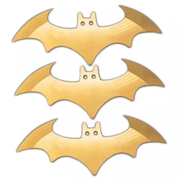 T-2493-GD-3 - Bat Throwing Knife with case 3pc set (gold)