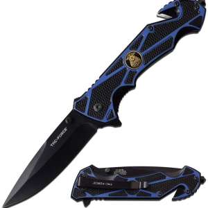 TF-987BL - Spring Assisted Knife with Police Emblem