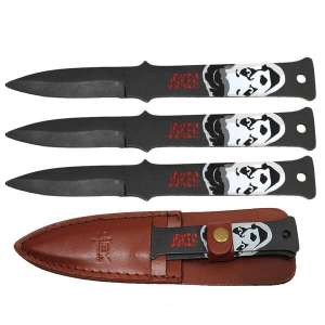 TK 097-LP38J - 8" Clown Print Throwing Knife Set with Leather Sheath