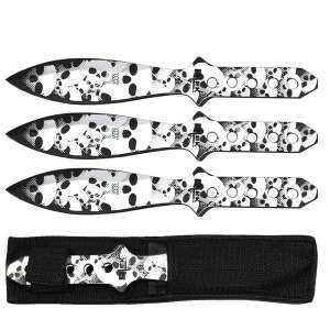 TK 66-385-SKSL - 8.5" Silver Skull Print Throwing Knife Set with Sheath