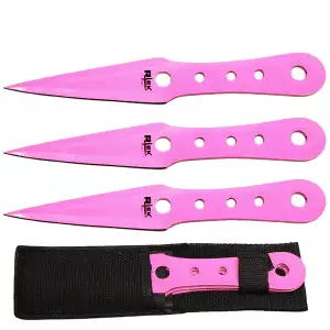 TK 777-38PN - 8" 3pc Rtek Throwing Knife Set Pink