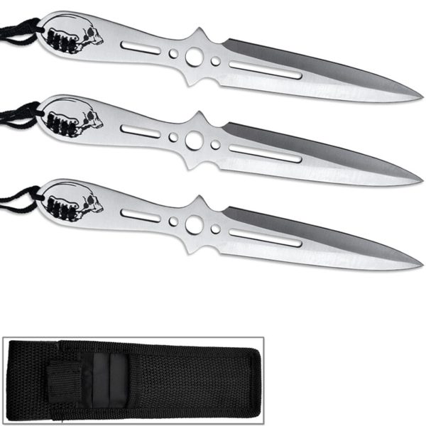 TK9121-80AS3 - Night Raider Knife Set Double Edged 8" Throwing Knives 3pcs