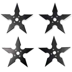 TS-9111-BK-4 - 4" 5 Point Throwing Star Set Ninja Shuriken