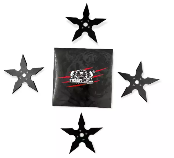 TS-9111-BK-4 - 4" 5 Point Throwing Star Set Ninja Shuriken - Image 3