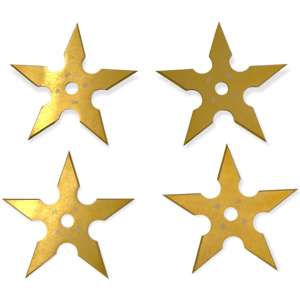 TS-9111-GD-4 - 4" 5 Point Throwing Star Set Ninja Shuriken