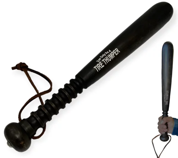 TYRE-1-BK - Solid Wood Black Tire Thumper - Image 2