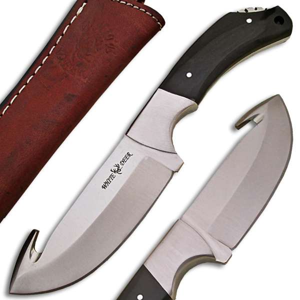 WD-9412 - White Deer Guthook Skinner Knife Buffalo Horn Grip