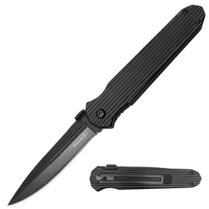 XT 464-45BK - 4" Red Shadow Manual Open Folding Knife with Belt Clip